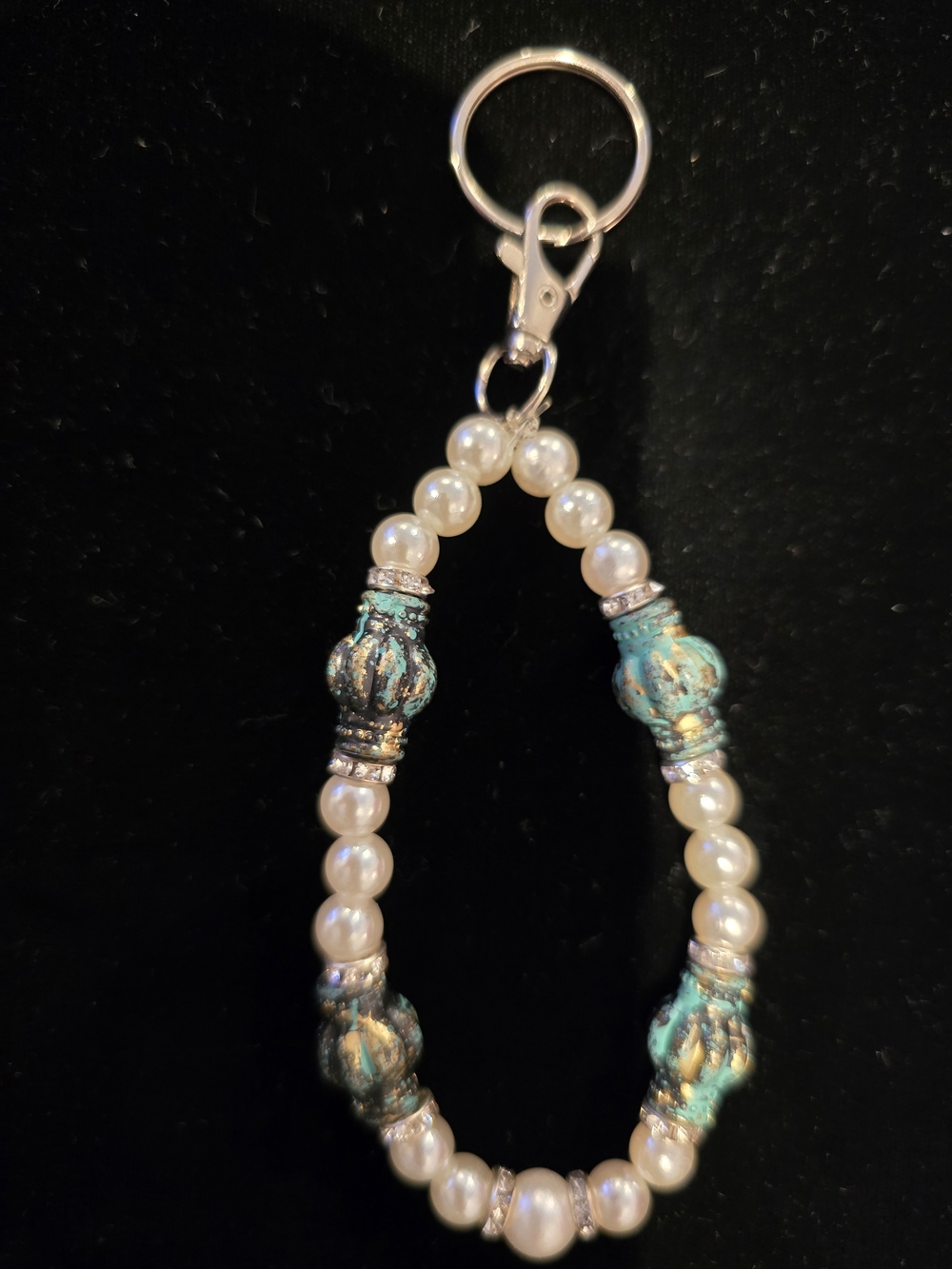 Pearl and Turquoise-Gold Beaded Bracelet